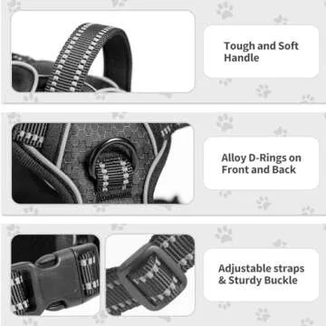 Adjustable No Pull Dog Harness with Reflective Details