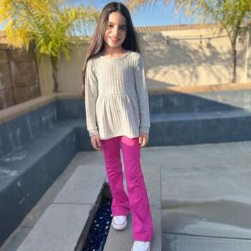 BIG ELEPHANT Girls Flare Leggings Kids Bell Bottoms High Waisted Bootcut Yoga Dance Flared Pants