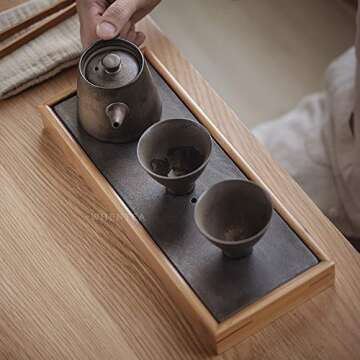 Elegant Copper Glazed Bamboo Tea Tray for Tea Lovers