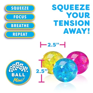Power Your Fun Arggh Glitter Mini Stress Balls 3pk