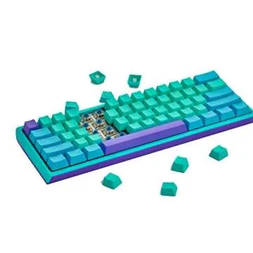 Taide Shine-ThroughPBT Keycaps,61 Key ANSI Layout OEM Profile PBT Thick Keycaps for 61 Mechanical Keyboard with Key Puller Keycaps only Color 1