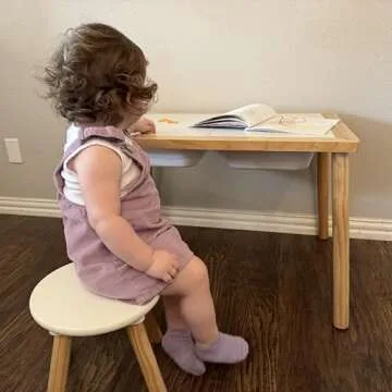 Beright Kids Table and Chair Set, Indoor Sensory Table with 2 Chairs and 3 Storage Bins, Play Sand Water Table for Toddlers, Wooden Activity Table, Gift for Birthday, Christmas