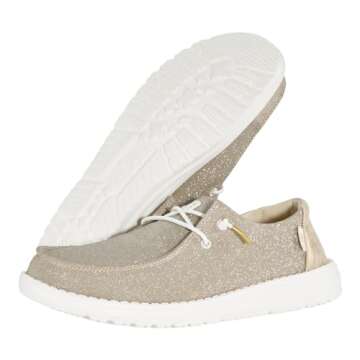 Hey Dude Wendy Metallic Sparkle Gold Size 11, Women’s Shoes, Women’s Slip-on Loafers, Comfortable & Light-Weight