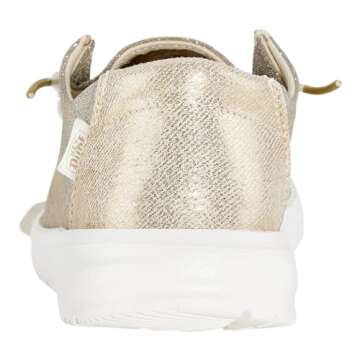 Hey Dude Wendy Metallic Sparkle Gold Size 11, Women’s Shoes, Women’s Slip-on Loafers, Comfortable & Light-Weight