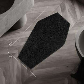Gothic Curiosities Chenille Coffin Bath Mat - 32x20 Inch Coffin Rug, Soft, Thick, Water Absorbent, M...