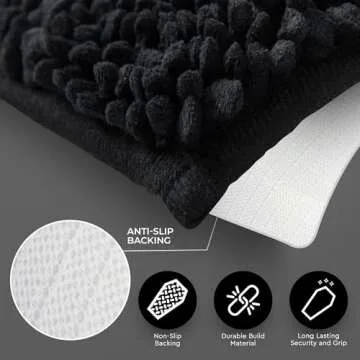 Gothic Curiosities Chenille Coffin Bath Mat - 32x20 Inch Coffin Rug, Soft, Thick, Water Absorbent, Machine Washable with Non-Slip PVC Backing - Spooktacular Gothic Bathroom Mat