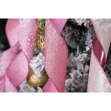 MEEDEE Pink Christmas Tree Topper Bow for Festive Decor
