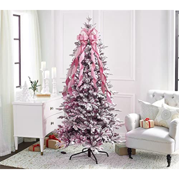 MEEDEE Pink Christmas Tree Topper Bow for Festive Decor