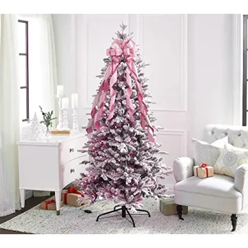 MEEDEE Pink Christmas Tree Topper Bow for Festive Decor