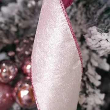 MEEDEE Pink Christmas Tree Topper Bow for Festive Decor