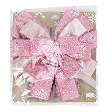 MEEDEE Pink Christmas Tree Topper Bow for Festive Decor