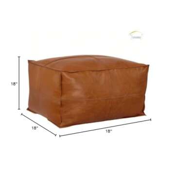 LEATHEROOZE unstuffed Handmade Leather Rectangular Pouf pouffe Footstool reststool Ottoman Large sea...