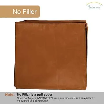 LEATHEROOZE unstuffed Handmade Leather Rectangular Pouf pouffe Footstool reststool Ottoman Large seat Floor footrest for livingroom, Home Decor,Bedroom, Gifts in Brown Color(18 * 18 * 18 inch)