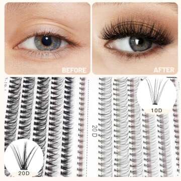 Bodermincer 240pcs C Curl 10D/20D Cluster Eyelashes 10/11/12/13/14mm and Under Eyelashes Mixed Professional Makeup Individual Cluster Eye Lashes (10/11/12/13/14mm and Under Eyelashes)