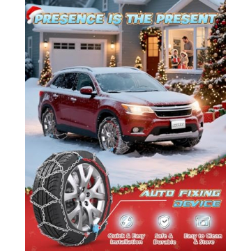 Snow-Chains Auto Fixing 1 Min Quick Fit Easy Installation Tire-Chains, Christmas Gifts for Safety, U...
