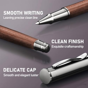 WEMATE Wood Rollerball Pen Set with Ink Refills