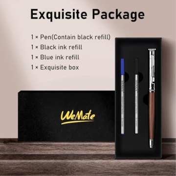 WEMATE Wood Rollerball Pen Set with Ink Refills