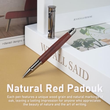 WEMATE Wood Rollerball Pen Set with Ink Refills