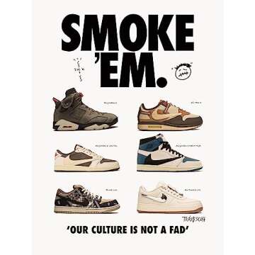 CREAARO Hypebeast Sneaker Poster Unframed - Room Decor Shoes for Boys Guys Men - AJ-Travis Scott - W...