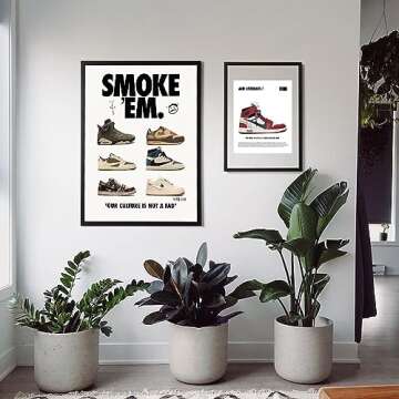CREAARO Hypebeast Sneaker Poster Unframed - Room Decor Shoes for Boys Guys Men - AJ-Travis Scott - Wall Art Décor Aesthetic Cool Shoes Painting 12x16 inch