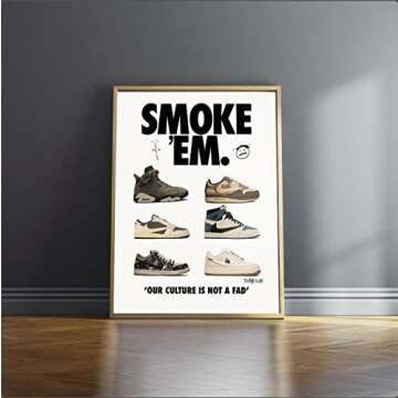 CREAARO Hypebeast Sneaker Poster Unframed - Room Decor Shoes for Boys Guys Men - AJ-Travis Scott - Wall Art Décor Aesthetic Cool Shoes Painting 12x16 inch