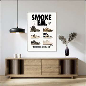 CREAARO Hypebeast Sneaker Poster Unframed - Room Decor Shoes for Boys Guys Men - AJ-Travis Scott - Wall Art Décor Aesthetic Cool Shoes Painting 12x16 inch