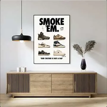 CREAARO Hypebeast Sneaker Poster Unframed - Room Decor Shoes for Boys Guys Men - AJ-Travis Scott - Wall Art Décor Aesthetic Cool Shoes Painting 12x16 inch