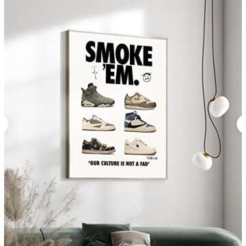 CREAARO Hypebeast Sneaker Poster Unframed - Room Decor Shoes for Boys Guys Men - AJ-Travis Scott - Wall Art Décor Aesthetic Cool Shoes Painting 12x16 inch