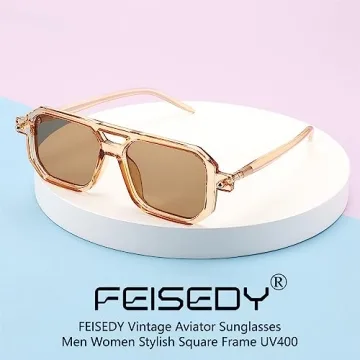 FEISEDY Vintage Square 70s Aviator Sunglasses for Everyone