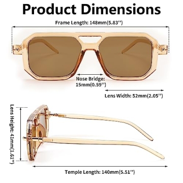 FEISEDY Vintage Square 70s Aviator Sunglasses for Everyone