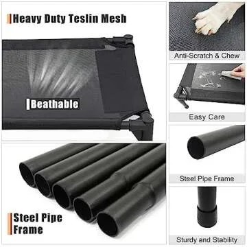 Garnpet Elevated Dog Bed for Medium Dogs - Heavy Duty Pet Cot Design