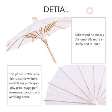 (Pack of 2) Paper Parasol Chinese/Japanese Decorative Umbrella White DIY Painting Decorative Umbrell...