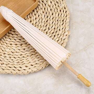 (Pack of 2) Paper Parasol Chinese/Japanese Decorative Umbrella White DIY Painting Decorative Umbrella Wedding Bridal Party Decor Photo Cosplay Prop(40cm / 15.75in)