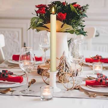 Ivory Flameless Taper Candles with Timer for Home Decor