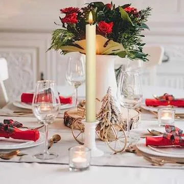 Ivory Flameless Taper Candles with Timer for Home Decor