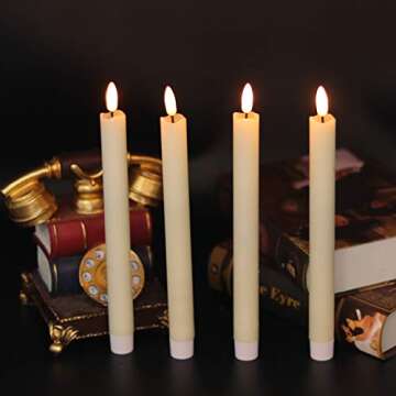 Ivory Flameless Taper Candles with Timer for Home Decor