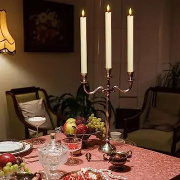 Ivory Flameless Taper Candles with Timer for Home Decor