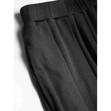 CIDER Wide Leg Palazzo Pants for Women with Pockets Elastic Business Causal Pants Women Summer for Beach Travel Trousers Black