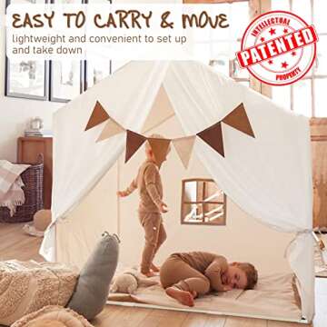 Large Kids Play Tent with Lights and Mat for Toddler Fun