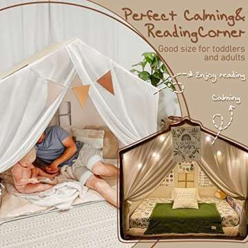 Large Kids Play Tent with Lights and Mat for Toddler Fun