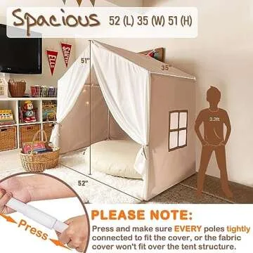 Large Kids Play Tent with Lights and Mat for Toddler Fun