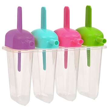 8 pack - Frozen Ice Popsicle Mold Set with Slurping Straw Drip Guard - For Frozen Homemade Treats - ...