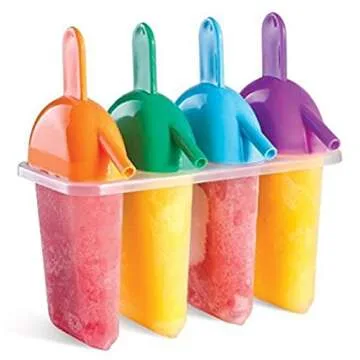 8 pack - Frozen Ice Popsicle Mold Set with Slurping Straw Drip Guard - For Frozen Homemade Treats - Frozen Yogurt, Ice Cream, Novelties Assort. Colors - BPA Free - Dish washing Safe