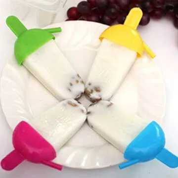 8 pack - Frozen Ice Popsicle Mold Set with Slurping Straw Drip Guard - For Frozen Homemade Treats - Frozen Yogurt, Ice Cream, Novelties Assort. Colors - BPA Free - Dish washing Safe