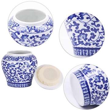 XINGYAN Chinoiserie Ginger Jar 2pcs Set - Chinese Blue and White Porcelain Home Decorative Storage Jar with Lid(Mini branches set)