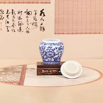 XINGYAN Chinoiserie Ginger Jar 2pcs Set - Chinese Blue and White Porcelain Home Decorative Storage Jar with Lid(Mini branches set)