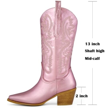 Stylish Ouepiano Pink Cowboy Boots for Women