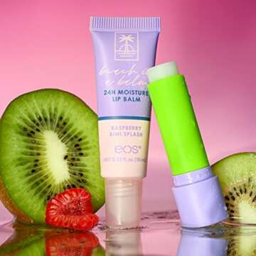 eos FlavorLab Super Soft Shea Lip Balm- Raspberry Kiwi Splash, Overnight Lip Mask and Lip Moisturizer, 24HR Hydration,2 Piece Set(Pack of 1)
