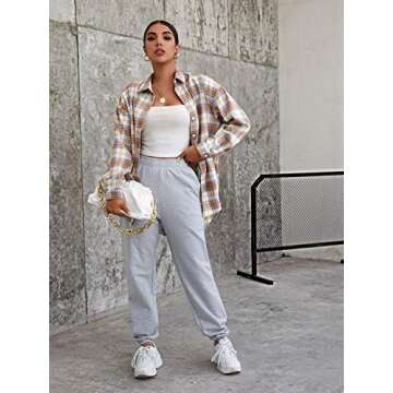 MakeMeChic Women's Plaid Oversized Flannel Shacket