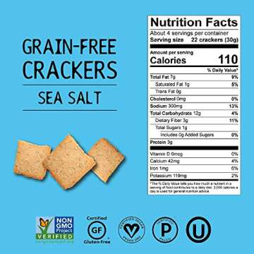Hu Gluten Free Crackers | Sea Salt Flavor | Low Carb & Healthy Snacks